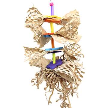 Bonka Bird Toys 3452 Flower Shred 8" High by 5" Wide Small Puzzle Chew Forage Cage Toy, Parakeet, Cockatiel, Lories, and Similar