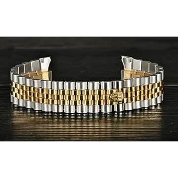 HOLUNS Mens Full Gold Watch Automatic Mechanical Gilded Steel Self-Wind Sapphire Glass Dress Waterproof Watch (Gold&Silver with White Dial)