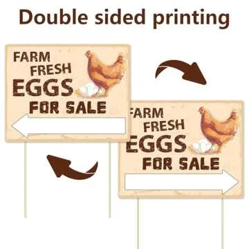 Lesnala 3pcs Double Sided Farm Fresh Eggs Sign Corrugated Plastic Mark with 6 Stakes for Indoor Outdoor Yard Business Supplies Home Decor 14.37 X 11.22inch