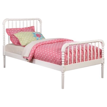 Charming Solid Wood Twin Bed for Kids in Aged White