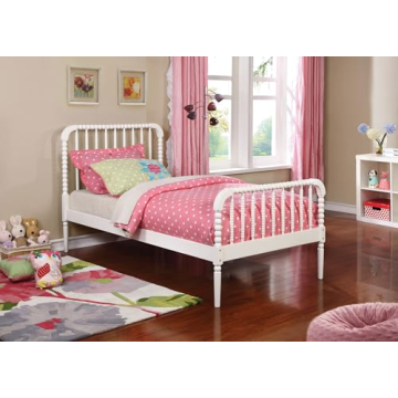 Charming Solid Wood Twin Bed for Kids in Aged White