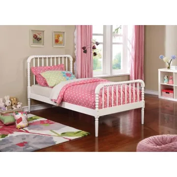 Charming Solid Wood Twin Bed for Kids in Aged White