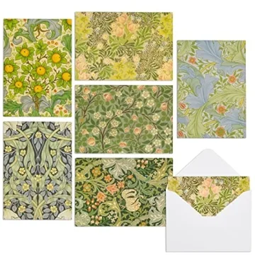 36-Pack Stationery Cards and Envelopes, William Morris Floral Pattern All Occasion Notecards, Blank ...