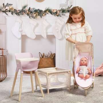 LullaBaby – 14-inch Realistic Baby Doll – Fair Skin Tone & Blue Eyes – Doll Playpen, High Chai...
