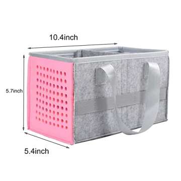 CBDYWVR Tonie Box Carrying Case, Felt Carrying Case for Toniebox Starter Set, Tonies Bag for Toys, Tonies Carrying Case, Holds 30-40 Tonies Figures Characters, Organizer Case with Handle (Pink)