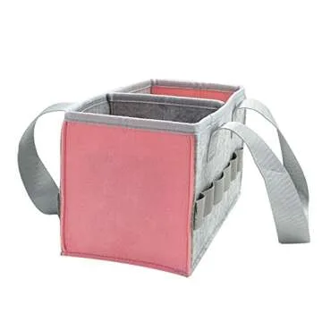 CBDYWVR Tonie Box Carrying Case, Felt Carrying Case for Toniebox Starter Set, Tonies Bag for Toys, Tonies Carrying Case, Holds 30-40 Tonies Figures Characters, Organizer Case with Handle (Pink)