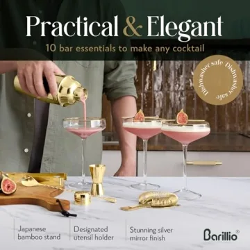 Elegant Barillio Gold Bartender Kit for Home Mixology
