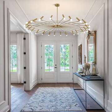 Flyrose Extra Large Sputnik Chandelier Brass Gold Dining Room Lighting Fixtures 24-Light LED Chandelier Mid Century Modern Sputnik Chandelier Brushed Gold Chandelier for Dining Room Bedroom