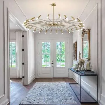 Flyrose Extra Large Sputnik Chandelier Brass Gold Dining Room Lighting Fixtures 24-Light LED Chandelier Mid Century Modern Sputnik Chandelier Brushed Gold Chandelier for Dining Room Bedroom