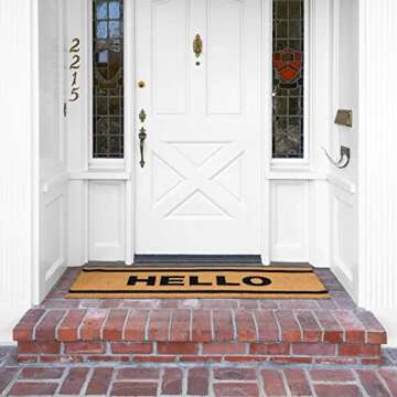 Juvale Hello Long Coir Doormat, Welcome Mats Outdoor for Home Entrance with Non-Slip Backing (17x60 in)…