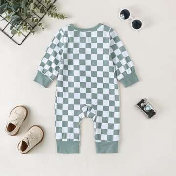 Stylish Newborn Checkered Long Sleeve Romper Jumpsuit