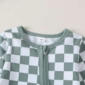 Stylish Newborn Checkered Long Sleeve Romper Jumpsuit