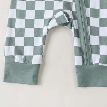 Stylish Newborn Checkered Long Sleeve Romper Jumpsuit