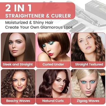 Sixriver 4-in-1 Ceramic Hair Crimper Waver Flat Iron
