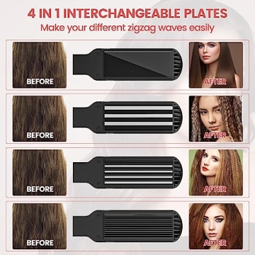 Sixriver 4-in-1 Ceramic Hair Crimper Waver Flat Iron