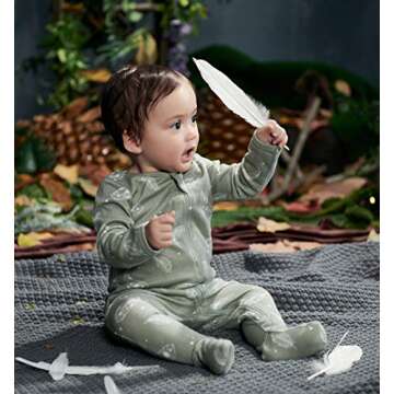 Owlivia Organic Cotton Baby Pajamas, Boys Girls Zip Front Sleep 'N Play, Footed Sleeper, Long Sleeve...