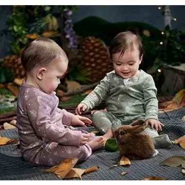 Owlivia Organic Cotton Baby Pajamas, Boys Girls Zip Front Sleep 'N Play, Footed Sleeper, Long Sleeve(0-3 Months, Feather)