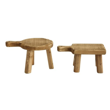 Creative Co-Op Small Wood Pedestal with Handle