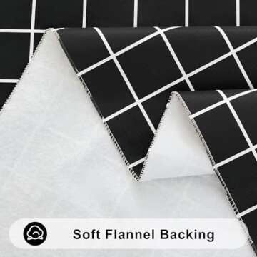 Spotjoy Rectangle Table Cloth, Waterproof Vinyl Tablecloths with Flannel Backing, Wipeable Plastic Plaid Table Cover for Dining, Picnic, Indoor and Outdoor