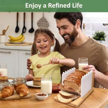 Heavy Duty Bamboo Bread Slicer for Homemade Bread | Adjustable Bread Cutter Guide for Sourdough Roun...