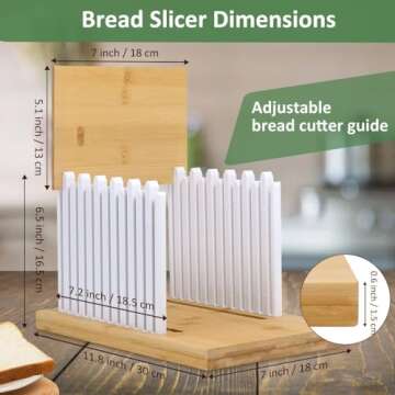 Heavy Duty Bamboo Bread Slicer for Homemade Bread | Adjustable Bread Cutter Guide for Sourdough Round, Bagels, Cakes | Cutting Board with Plastic Edges | Compact Design with Crumb Tray