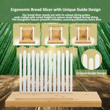 Heavy Duty Bamboo Bread Slicer for Homemade Bread | Adjustable Bread Cutter Guide for Sourdough Round, Bagels, Cakes | Cutting Board with Plastic Edges | Compact Design with Crumb Tray