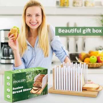 Heavy Duty Bamboo Bread Slicer for Homemade Bread | Adjustable Bread Cutter Guide for Sourdough Round, Bagels, Cakes | Cutting Board with Plastic Edges | Compact Design with Crumb Tray