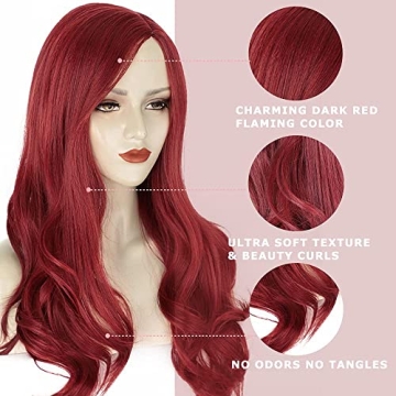 AISI HAIR Auburn Wig - Long Wavy Red Stylish Wig