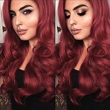 AISI HAIR Auburn Wig - Long Wavy Red Stylish Wig
