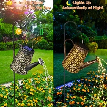 Solar Watering Can with Lights for Garden Decor