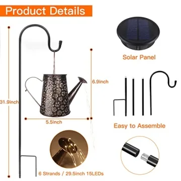 Solar Watering Can with Lights for Garden Decor
