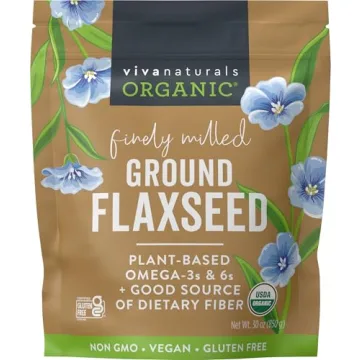 Viva Naturals Organic Ground Flaxseed - Plant-Based Protein & Omega-3 Superfood