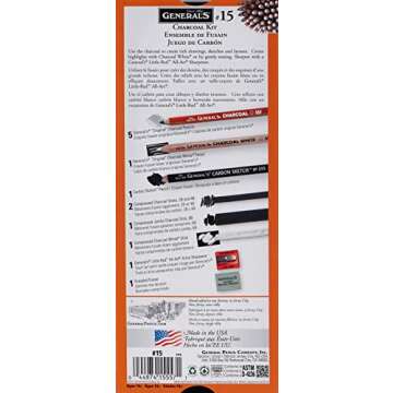 General Pencil Gen15 Charcoal Kit, Multicolor (GEN15)
