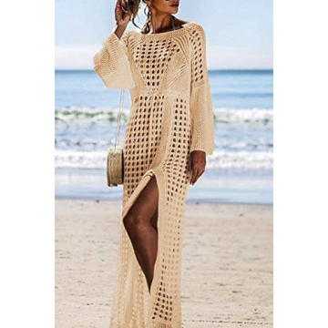 Wander Agio Elegant Crochet Beach Cover-Up Dress