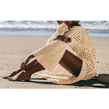 Wander Agio Elegant Crochet Beach Cover-Up Dress