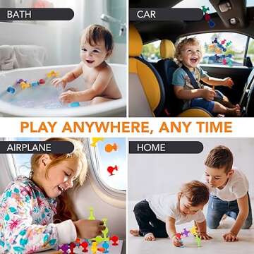 BUNMO Suction Bath Toys 24pcs | Perfect for Bath Playtime | Hours of Fun & Creativity | Toddler Bath Toys | Mold Free Bath Toys for Kids