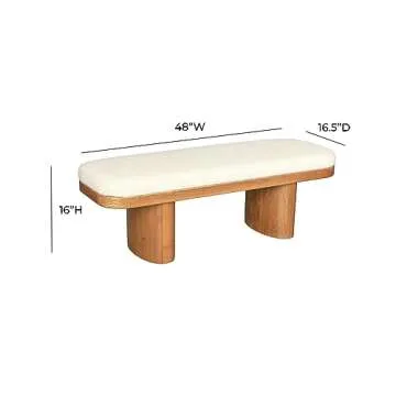 Ollie White Boucle Wooden Bench - Handmade Comfort and Style