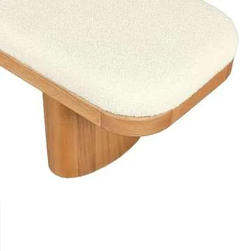 Ollie White Boucle Wooden Bench - Handmade Comfort and Style