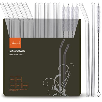 ANNVCHI 16 Pack Reusable Glass Straws - Eco-Friendly Elegance