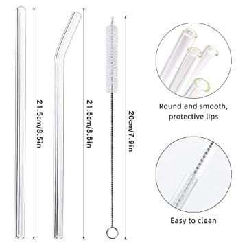 ANNVCHI 16 Pack Reusable Glass Straws, Elegant & Eco-Friendly