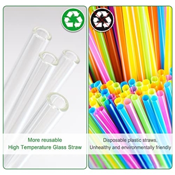 ANNVCHI 16 Pack Reusable Glass Straws, Elegant & Eco-Friendly