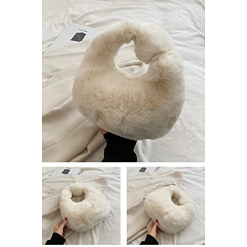 XPONNI Fuzzy Dumpling Bag - Cute Faux Fur Handbag