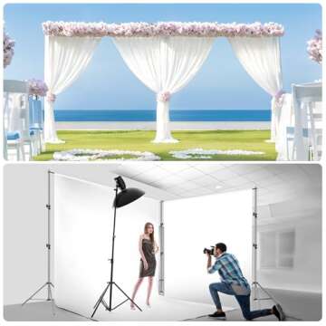 EMART Photo Video Studio 20 ft Wide 10 ft Tall Heavy Duty Adjustable Backdrop Stand Kit, Includes 3 Stands, 8 Spring Clamps, and 1 Carrying Bag