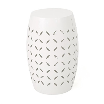 Christopher Knight Home Jorell Indoor Lace Cut Iron Accent Table, White 12.25 in x 12.25 in x 18.0 i...
