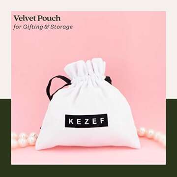 KEZEF Pearl Necklaces for Women - Simulated Faux Cream White Pearl Necklace 16" - Hand Knotted Strand - Pearl Size 10mm - Pearl Choker Necklace - Jewelry Gifts