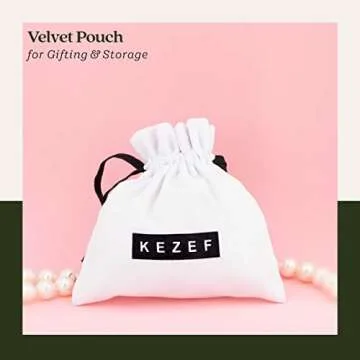 KEZEF Pearl Necklaces for Women - Simulated Faux Cream White Pearl Necklace 16" - Hand Knotted Strand - Pearl Size 10mm - Pearl Choker Necklace - Jewelry Gifts