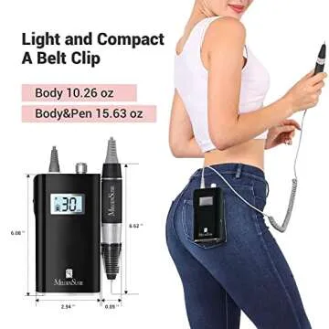 MelodySusie Professional Rechargeable 30000 RPM Nail Drill,SC320H Portable Electric E File Scamander, Acrylic Gel Grinder Tools with 6 Bits and Sanding Bands for Manicure Pedicure Carve Polish(Black)