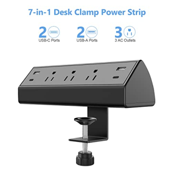Desk Clamp Power Strip with Fast Charging USB C Ports