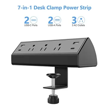 Desk Clamp Power Strip with Fast Charging USB C Ports