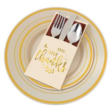 amscan "Give Thanks" Thanksgiving Cutlery Holders - Elegant 12 Pack